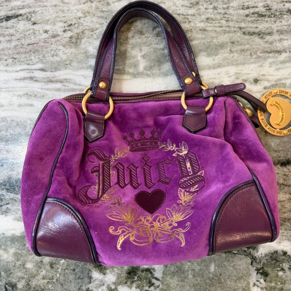 Juicy Couture Purple Plum Velour Bag Vintage Y2K Royal Bowler